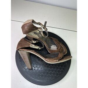 Ixos Brown Leather Open Toe Thong Sandals Sz 40 / 10 US